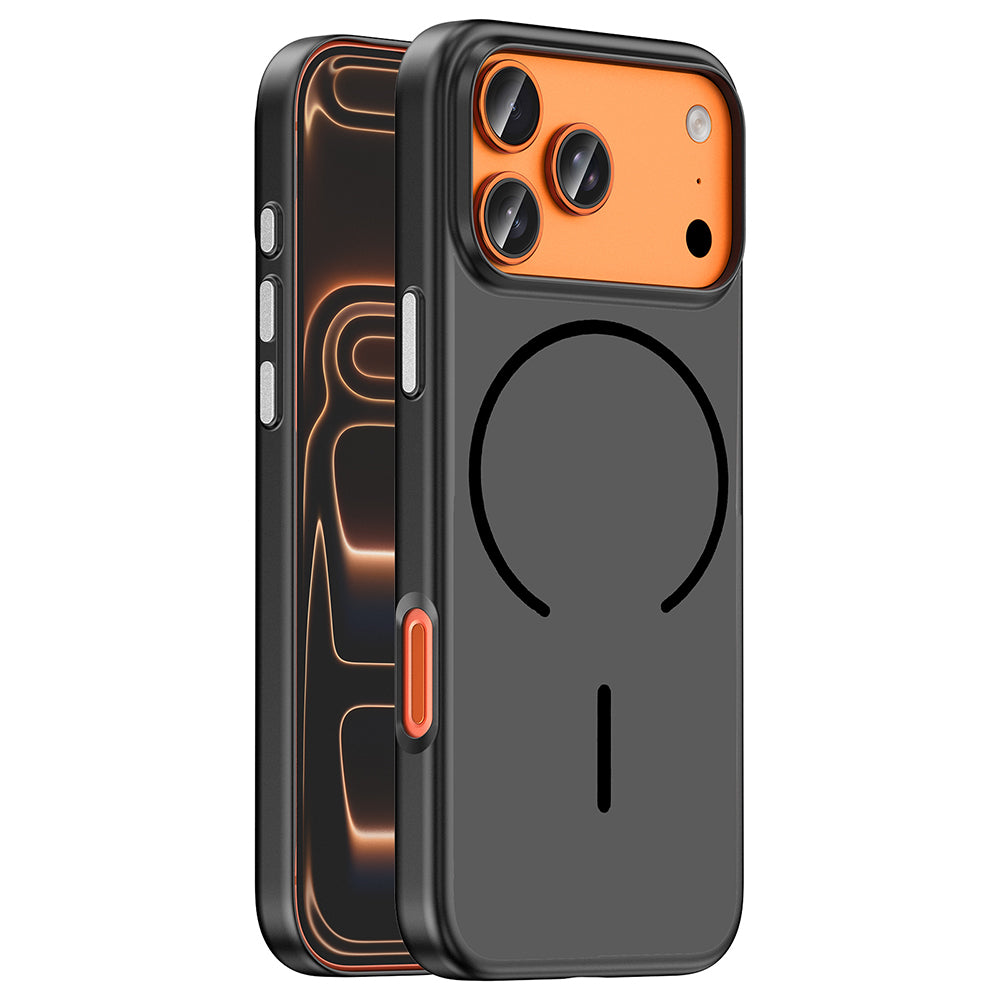 Apple iPhone 17 Pro Kılıf M-Safe Şarj Özellikli Zore Lora PC Kapak Siyah