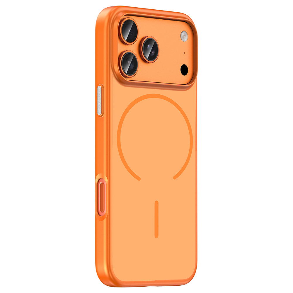 Apple iPhone 17 Pro Kılıf M-Safe Şarj Özellikli Zore Lora PC Kapak Turuncu
