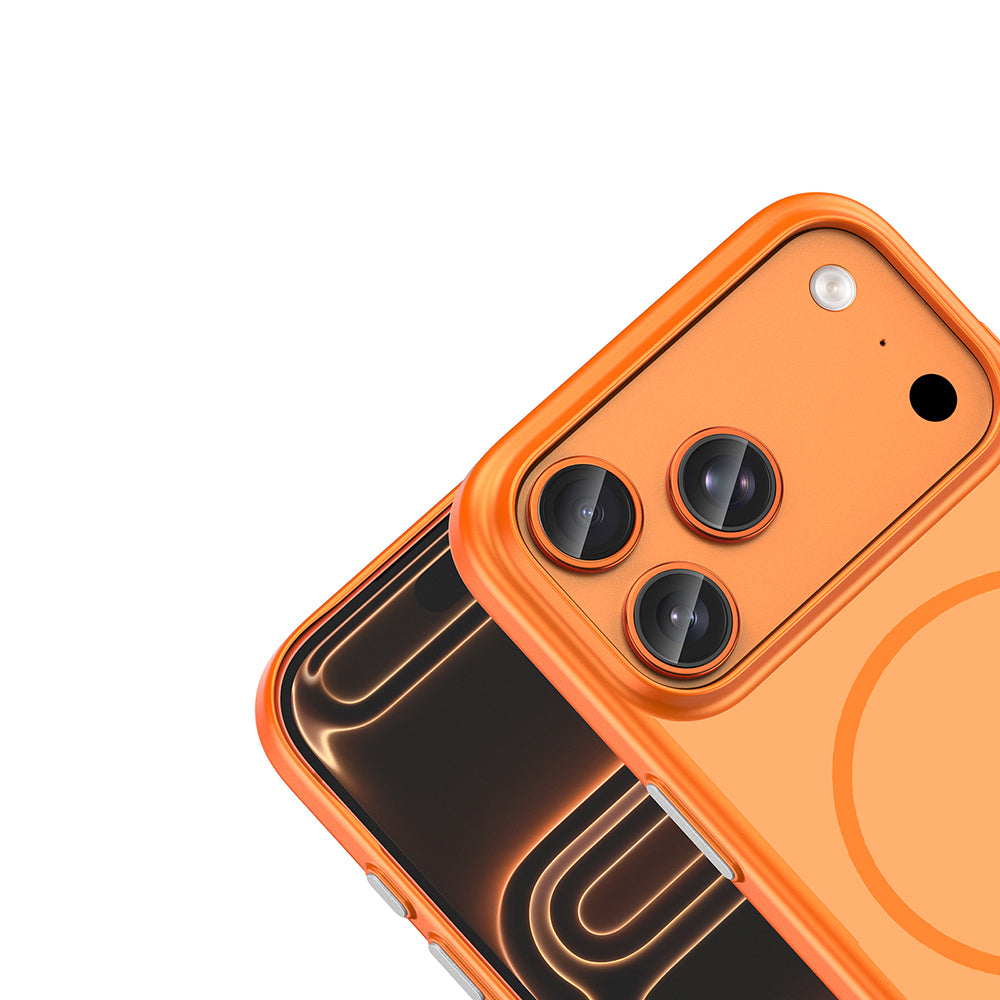 Apple iPhone 17 Pro Kılıf M-Safe Şarj Özellikli Zore Lora PC Kapak Turuncu