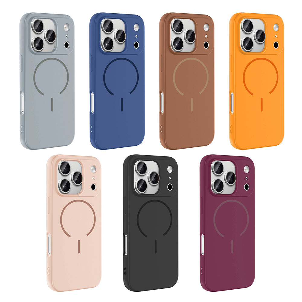 Apple iPhone 17 Pro Kılıf M-safe Şarj Özellikli Zore Meta Kapak Titanyum-Gri
