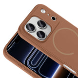 Apple iPhone 17 Pro Kılıf M-safe Şarj Özellikli Zore Meta Kapak Kahverengi