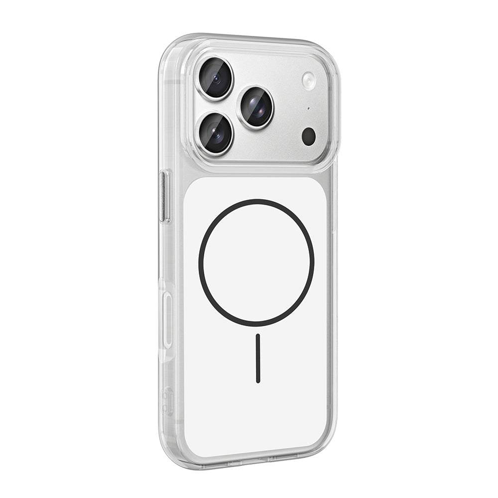Apple iPhone 17 Pro Kılıf Metal Buton Tasarımlı Zore İkonik Sert Silikon Kapak Beyaz