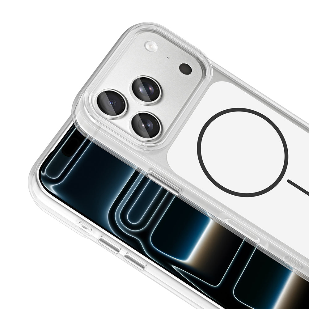 Apple iPhone 17 Pro Kılıf Metal Buton Tasarımlı Zore İkonik Sert Silikon Kapak Beyaz