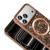 Apple iPhone 17 Pro Kılıf Pırlanta Tasarımlı M-safe Şarj Özellikli Zore Mozaik Silikon Kapak Desert Titanyum