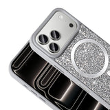 Apple iPhone 17 Pro Kılıf Pırlanta Tasarımlı M-safe Şarj Özellikli Zore Mozaik Silikon Kapak Titanyum-Gri