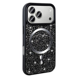 Apple iPhone 17 Pro Kılıf Pırlanta Tasarımlı M-safe Şarj Özellikli Zore Mozaik Silikon Kapak Siyah