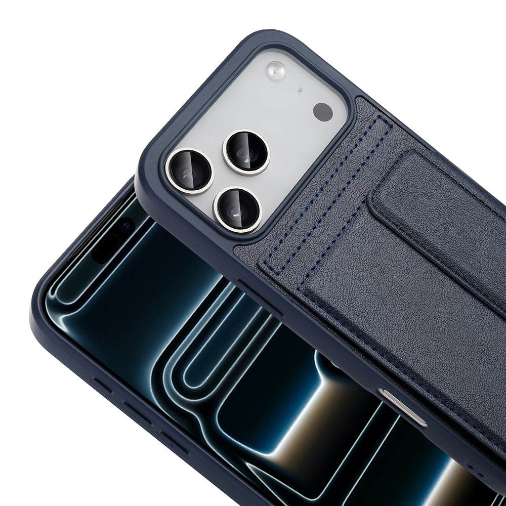Apple iPhone 17 Pro Kılıf PU Deri Kartlıklı Zore Sevilla Kapak Siyah