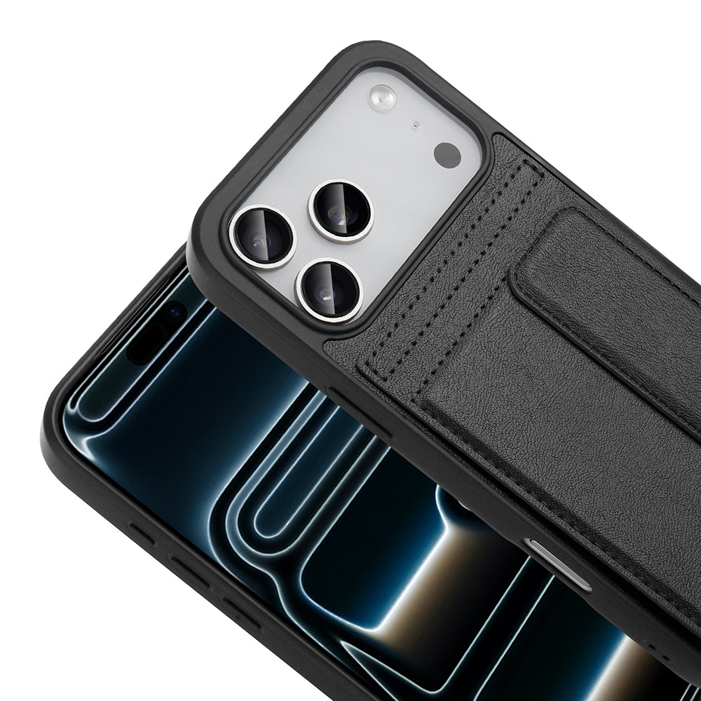 Apple iPhone 17 Pro Kılıf PU Deri Kartlıklı Zore Sevilla Kapak Turuncu