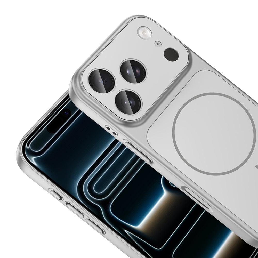 Apple iPhone 17 Pro Kılıf Zore M-Safe Şarj Özellikli Kamera Korumalı Formen Kapak Gümüş