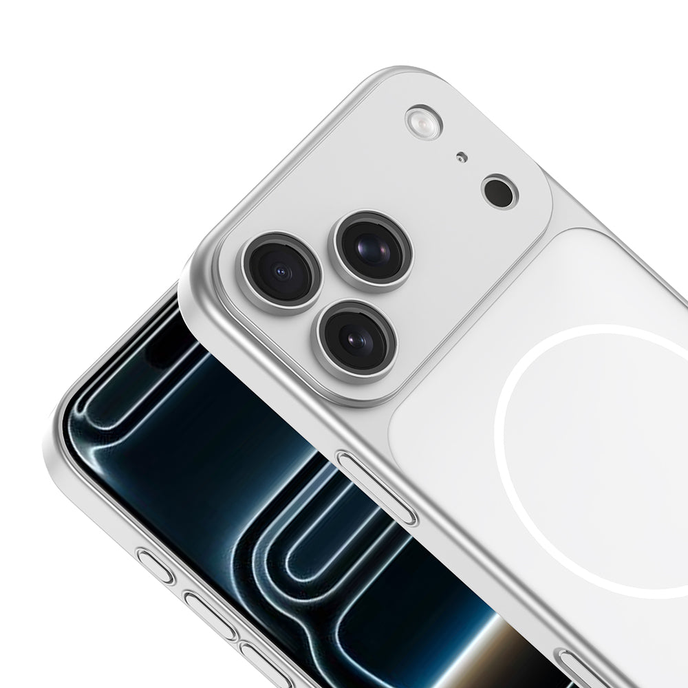 Apple iPhone 17 Pro Kılıf Zore M-Safe Şarj Özellikli Kamera Korumalı Spark Kapak Gümüş