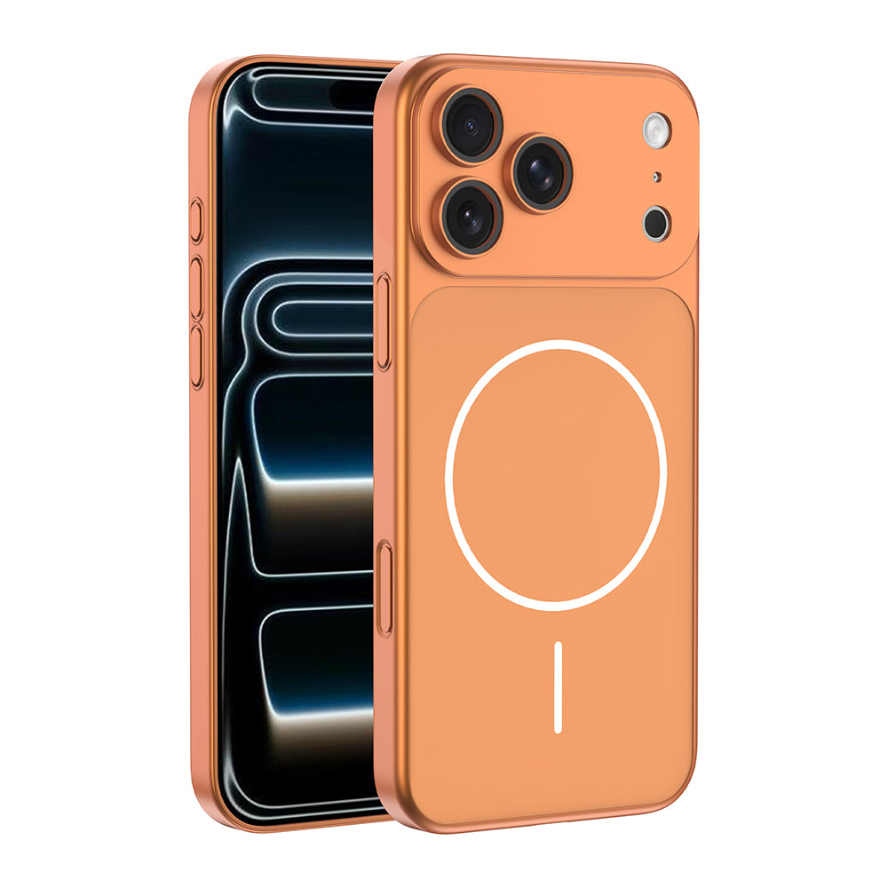 Apple iPhone 17 Pro Kılıf Zore M-Safe Şarj Özellikli Kamera Korumalı Spark Kapak Turuncu
