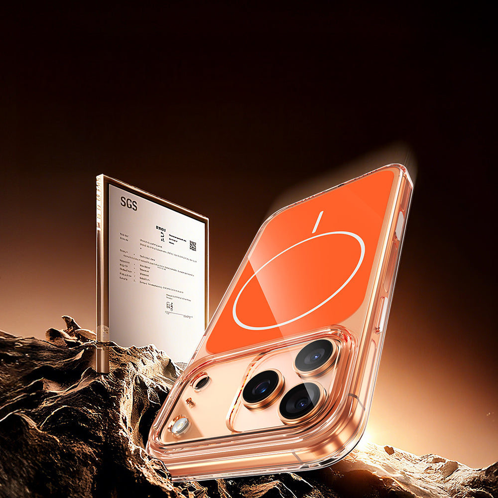 Apple iPhone 17 Pro Kılıf Zore M-safe Şarj Özellikli Şeffaf Kamera Kontrol Butonlu Lugano Kapak Lacivert