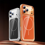 Apple iPhone 17 Pro Kılıf Zore M-safe Şarj Özellikli Şeffaf Kamera Kontrol Butonlu Lugano Kapak Lacivert