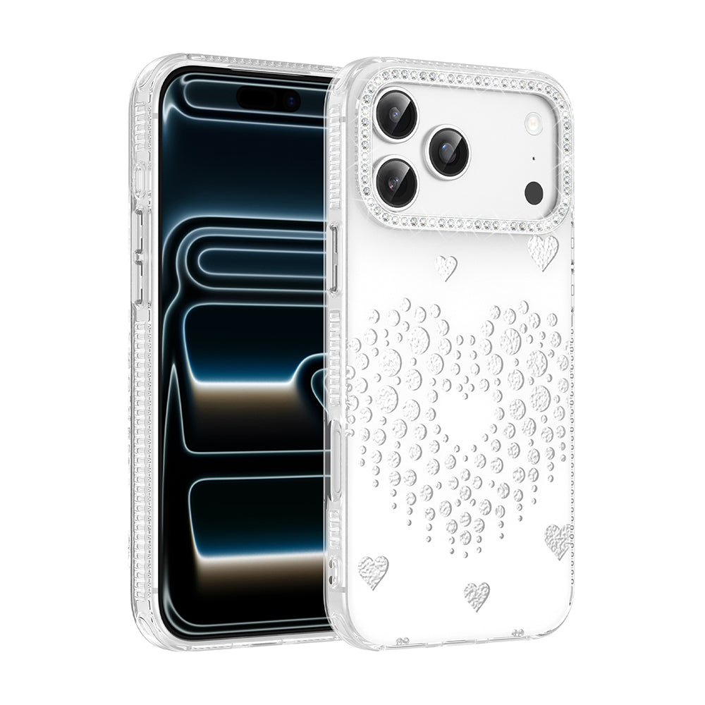Apple iPhone 17 Pro Max Kılıf Damla Taşlı Zore Rivas Sert PC Kapak Beyaz