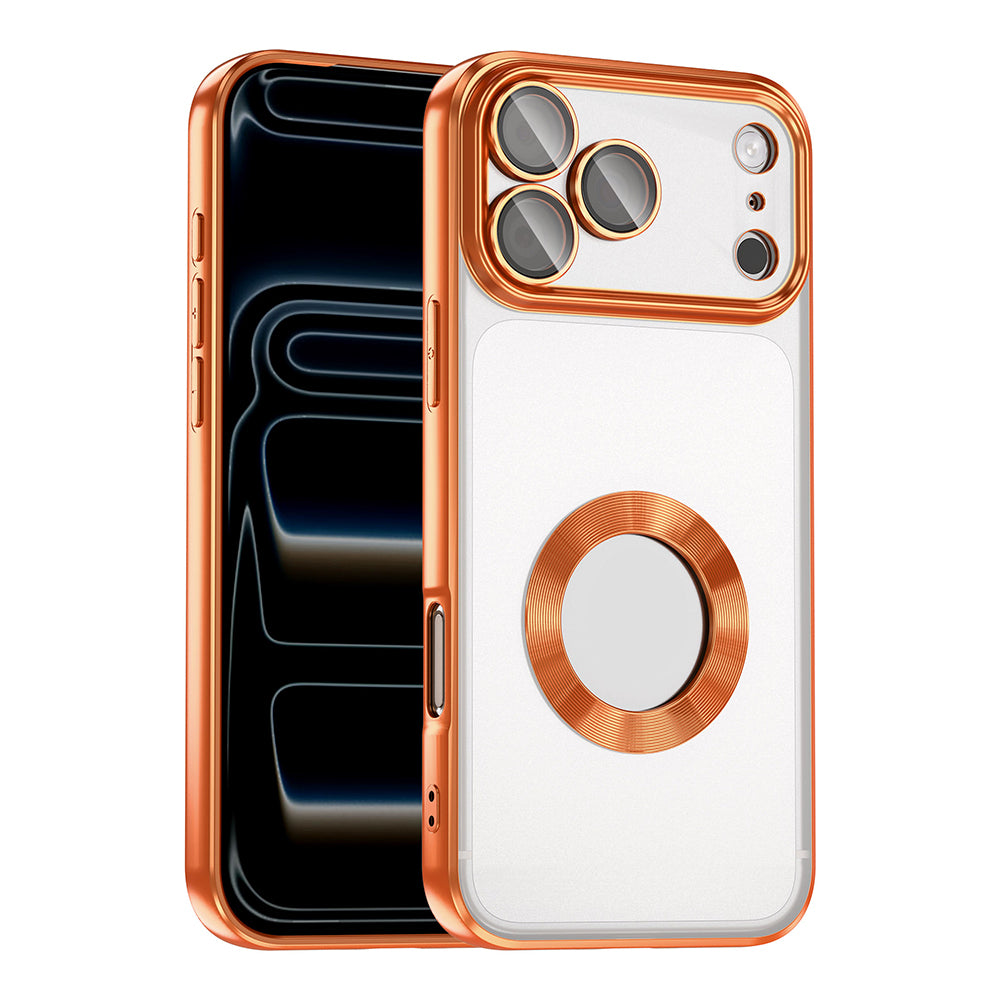 Apple iPhone 17 Pro Max Kılıf Kamera Korumalı Logo Gösteren Omega Kapak Turuncu