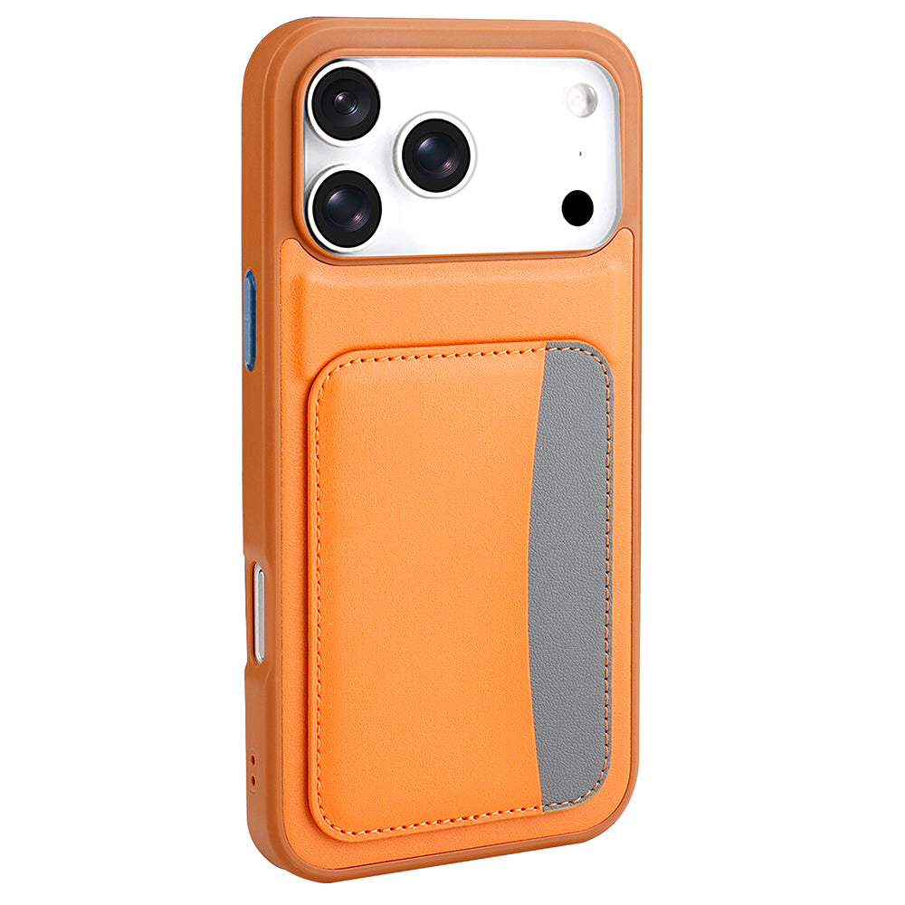 Apple iPhone 17 Pro Max Kılıf Kartlıklı Zore X-Kart Silikon Kapak Turuncu