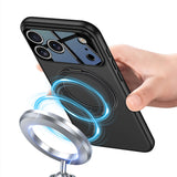 Apple iPhone 17 Pro Max Kılıf M-safe Şarj Özellikli 360 Derece Standlı Çift Parçalı Zore Torino Kapak Turuncu-Siyah