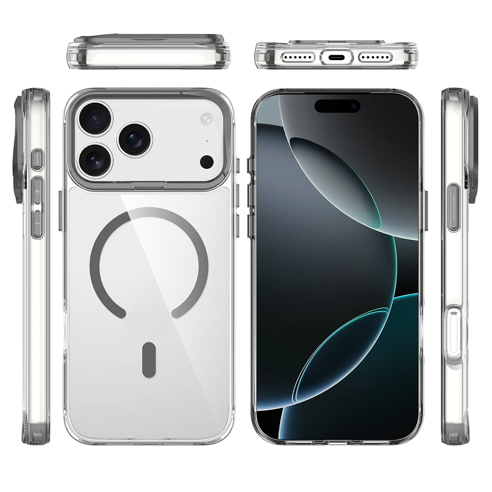 Apple iPhone 17 Pro Max Kılıf M-safe Şarj Özellikli Airbagli Kamera Standlı Azor Kapak Gold