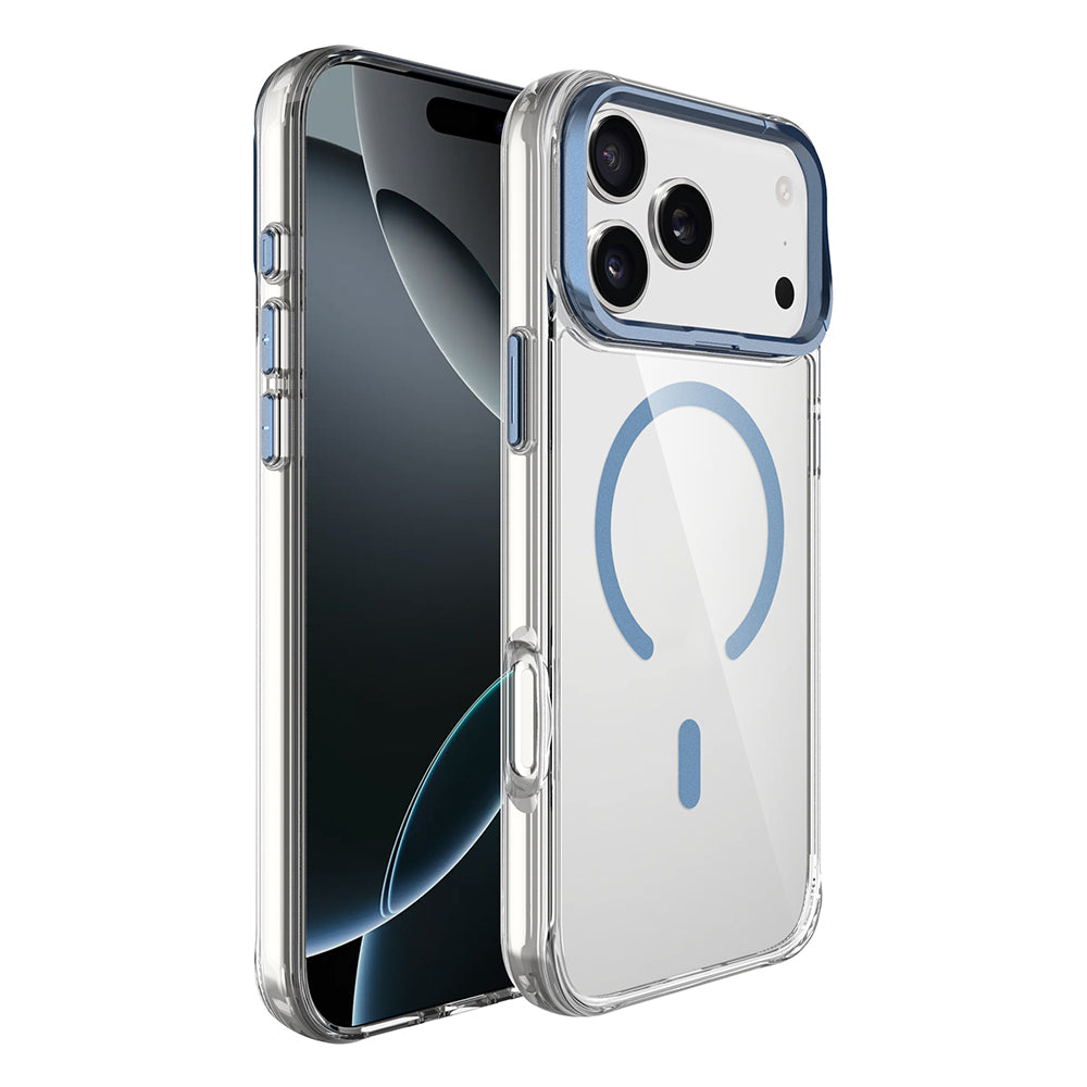 Apple iPhone 17 Pro Max Kılıf M-safe Şarj Özellikli Airbagli Kamera Standlı Zore Azor Kapak Lacivert