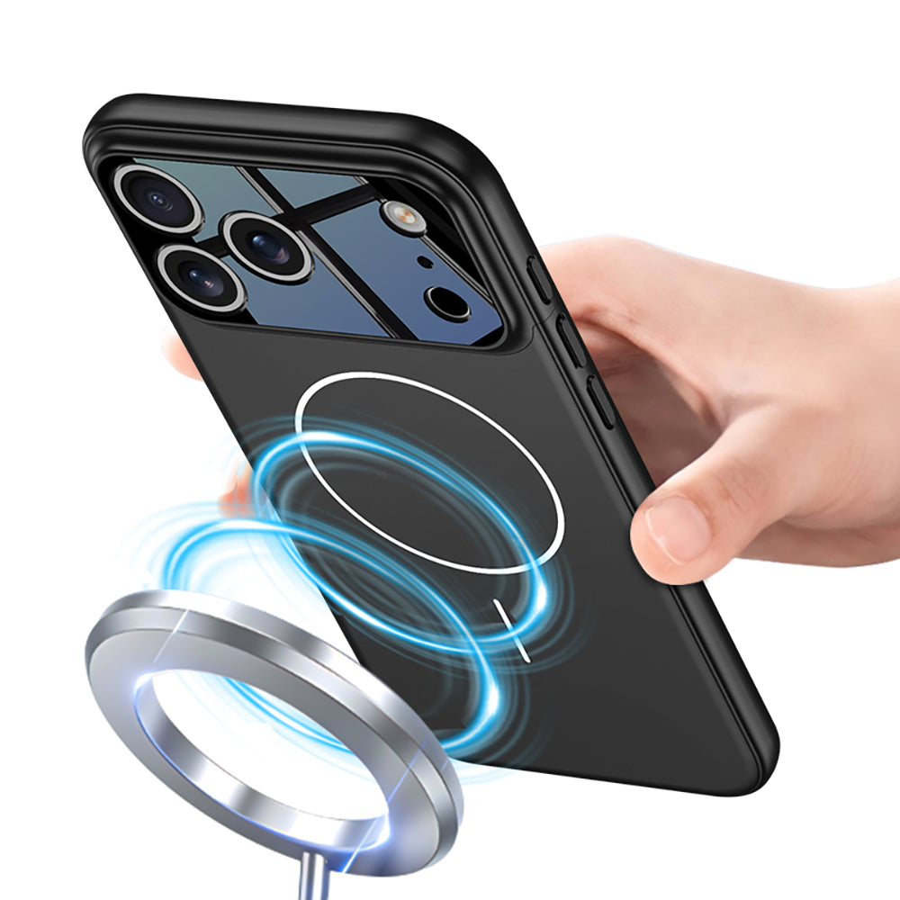 Apple iPhone 17 Pro Max Kılıf M-safe Şarj Özellikli Çift Parçalı Zore Napoli Kapak Siyah