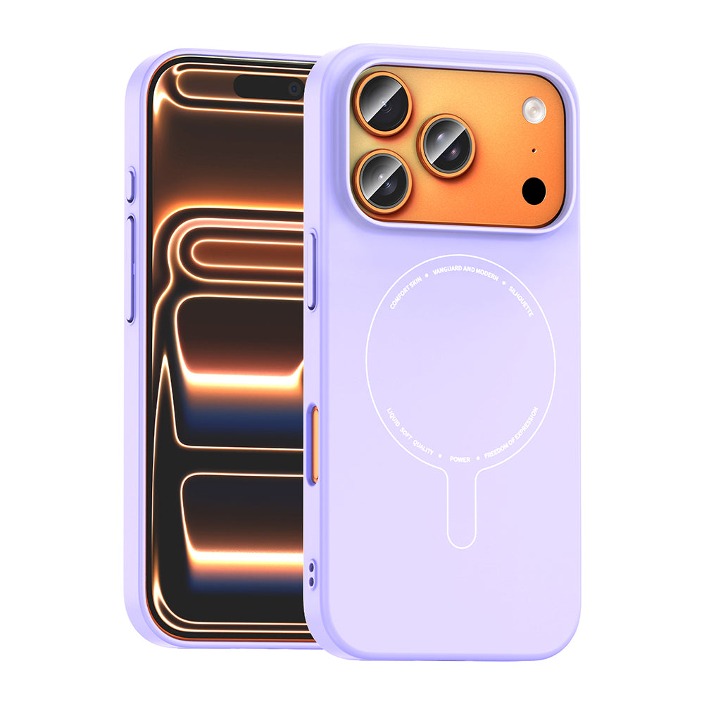 Apple iPhone 17 Pro Max Kılıf M-Safe Şarj Özellikli Kamera Korumalı Zore Elio Sert PC Kapak Lila