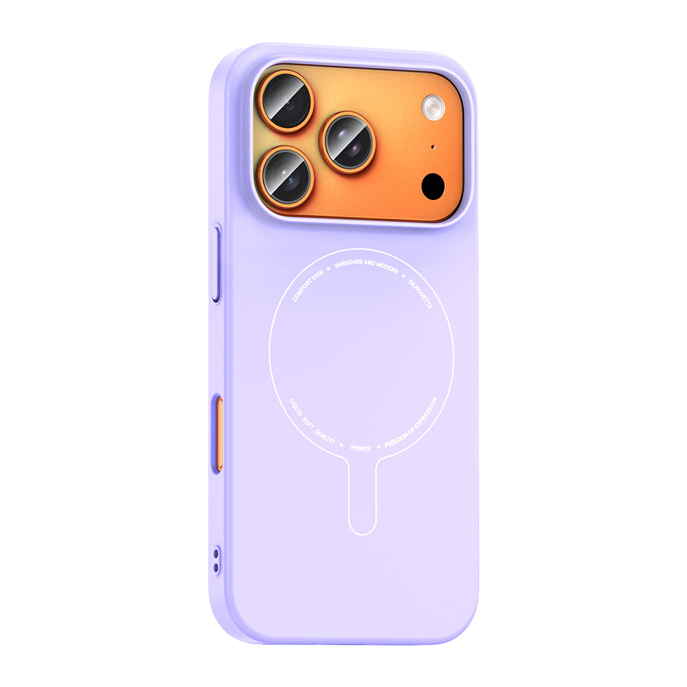 Apple iPhone 17 Pro Max Kılıf M-Safe Şarj Özellikli Kamera Korumalı Zore Elio Sert PC Kapak Lila