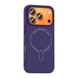 Apple iPhone 17 Pro Max Kılıf M-Safe Şarj Özellikli Kamera Korumalı Zore Elio Sert PC Kapak Derin Mor