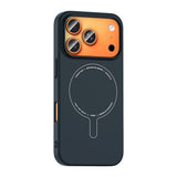 Apple iPhone 17 Pro Max Kılıf M-Safe Şarj Özellikli Kamera Korumalı Zore Elio Sert PC Kapak Lacivert