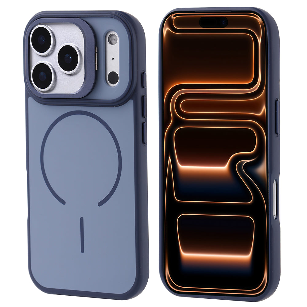 Apple iPhone 17 Pro Max Kılıf M-safe Şarj Özellikli Kamera Standlı Zore Notron Kapak Gri