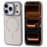 Apple iPhone 17 Pro Max Kılıf M-safe Şarj Özellikli Kamera Standlı Zore Notron Kapak Gri