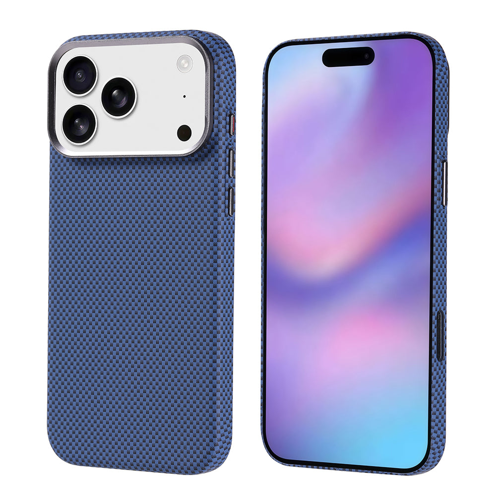 Apple iPhone 17 Pro Max Kılıf M-safe Şarj Özellikli Karbon Fiber Görünümlü Nekst Kapak Gümüş