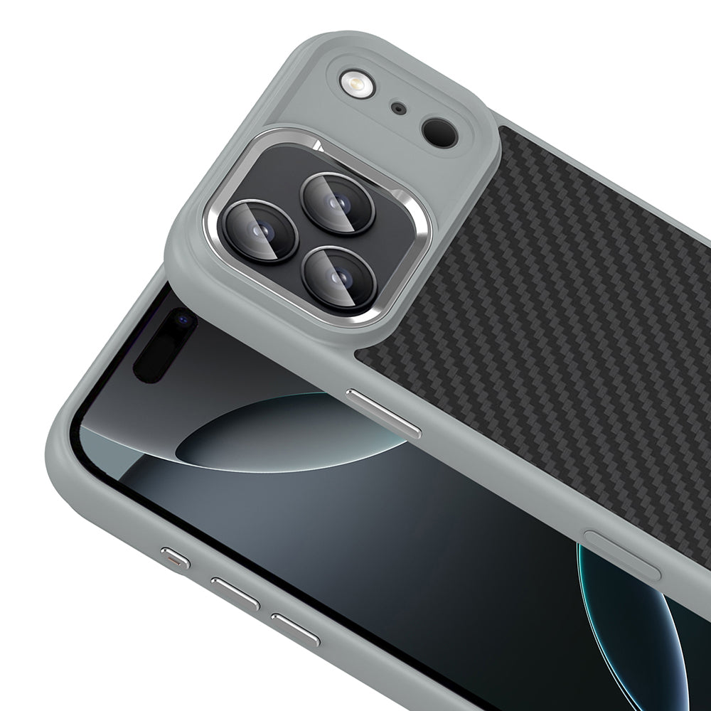 Apple iPhone 17 Pro Max Kılıf M-Safe Şarj Özellikli Karbon Fiber Görünümlü Zore Truva Silikon Kapak Turuncu