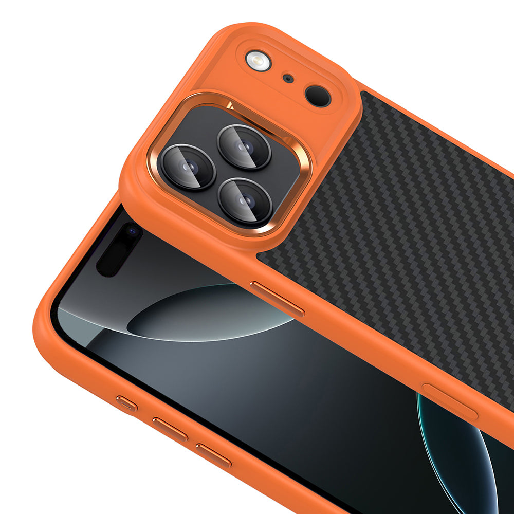 Apple iPhone 17 Pro Max Kılıf M-Safe Şarj Özellikli Karbon Fiber Görünümlü Zore Truva Silikon Kapak Gri