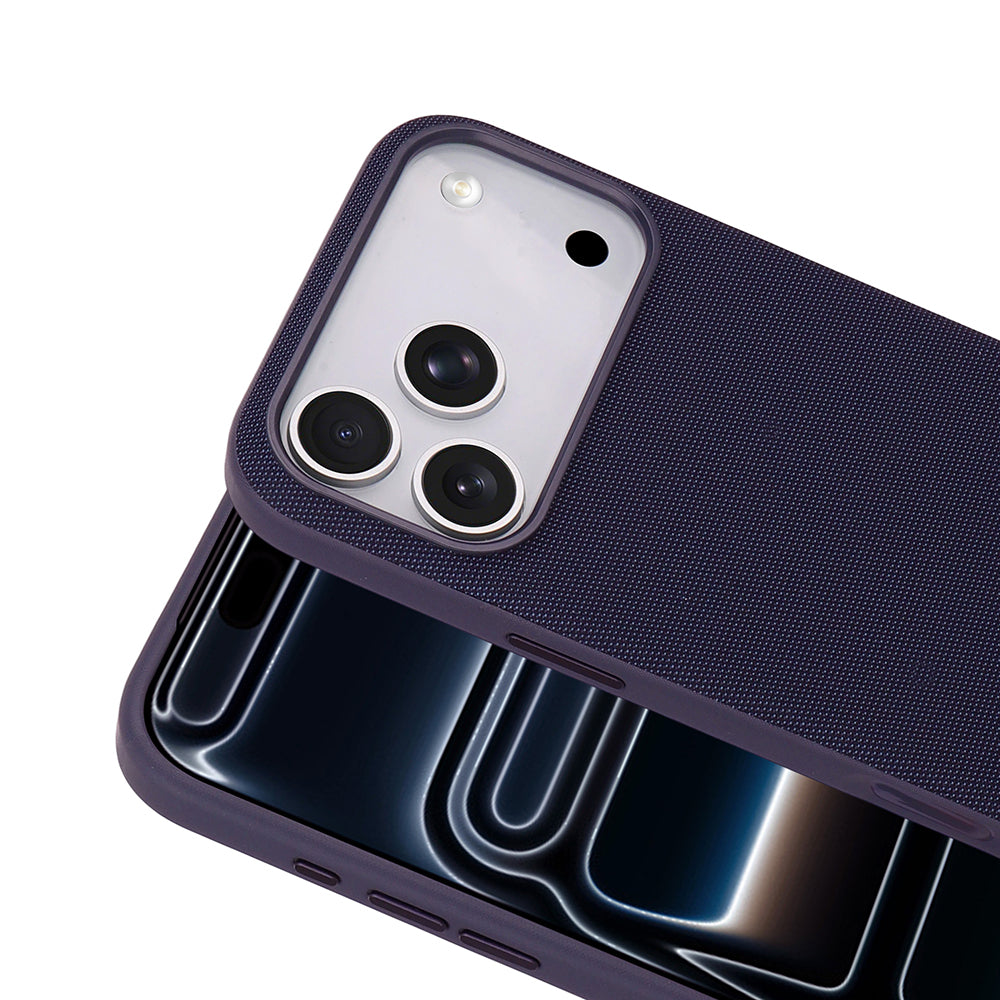 Apple iPhone 17 Pro Max Kılıf M-Safe Şarj Özellikli Kumaş Tasarımlı Zore Miami Sert PC Kapak Derin Mor