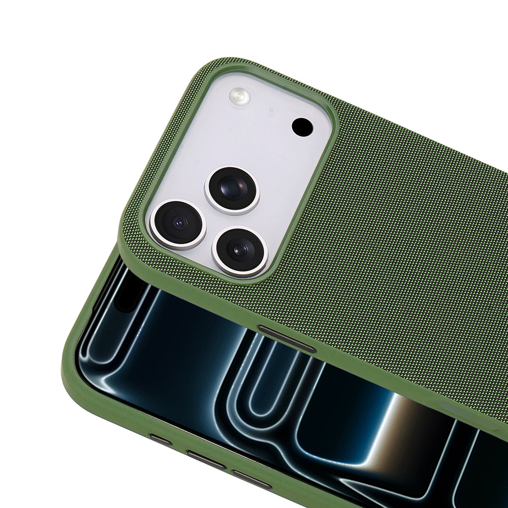 Apple iPhone 17 Pro Max Kılıf M-Safe Şarj Özellikli Kumaş Tasarımlı Zore Miami Sert PC Kapak Yeşil