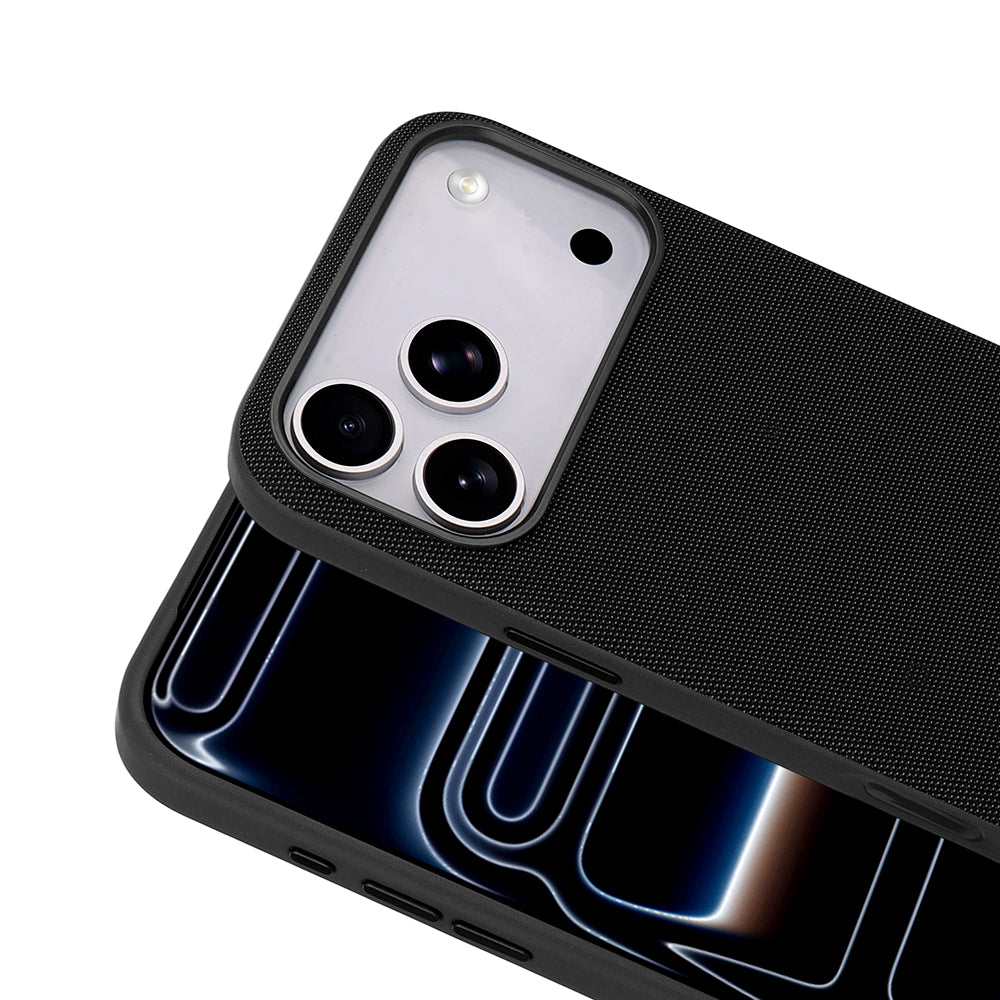 Apple iPhone 17 Pro Max Kılıf M-Safe Şarj Özellikli Kumaş Tasarımlı Zore Miami Sert PC Kapak Siyah