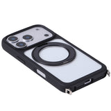 Apple iPhone 17 Pro Max Kılıf M-Safe Şarj Özellikli Standlı Zore Piza Silikon Kapak Siyah