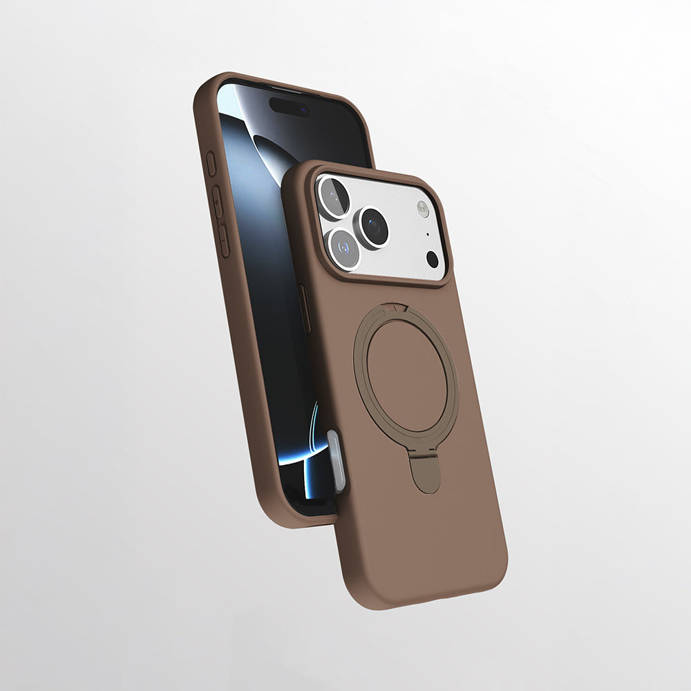 Apple iPhone 17 Pro Max Kılıf M-safe Şarj Özellikli Standlı Zore Samara Kapak Desert Gold