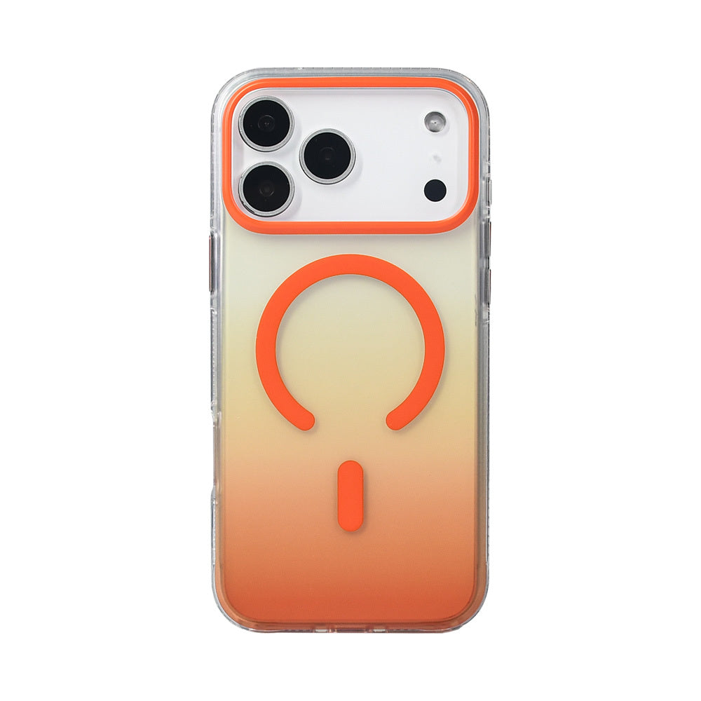 Apple iPhone 17 Pro Max Kılıf M-safe Şarj Özellikli Transparan Renk Geçişli Zore Toros Kapak Turuncu