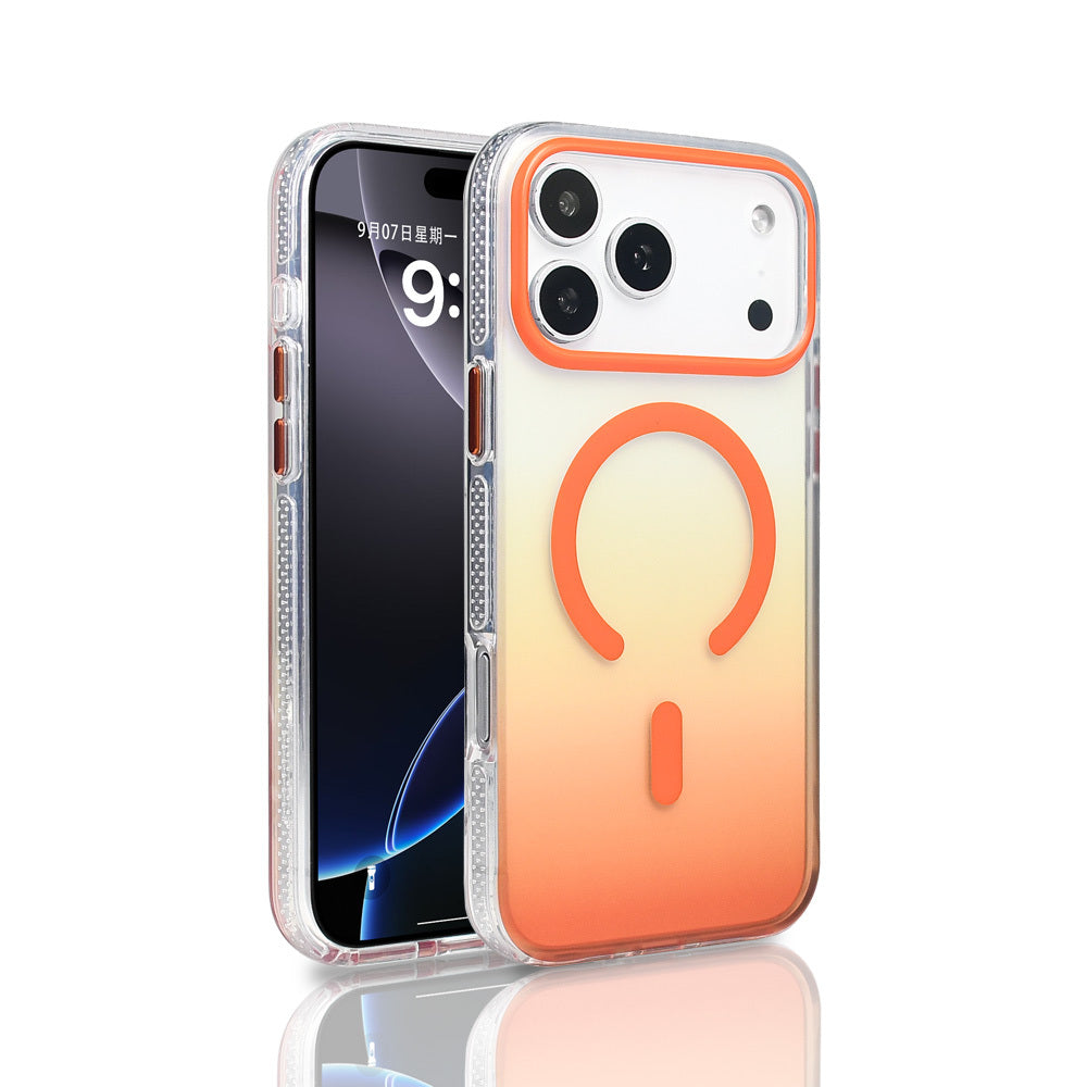 Apple iPhone 17 Pro Max Kılıf M-safe Şarj Özellikli Transparan Renk Geçişli Zore Toros Kapak Gri