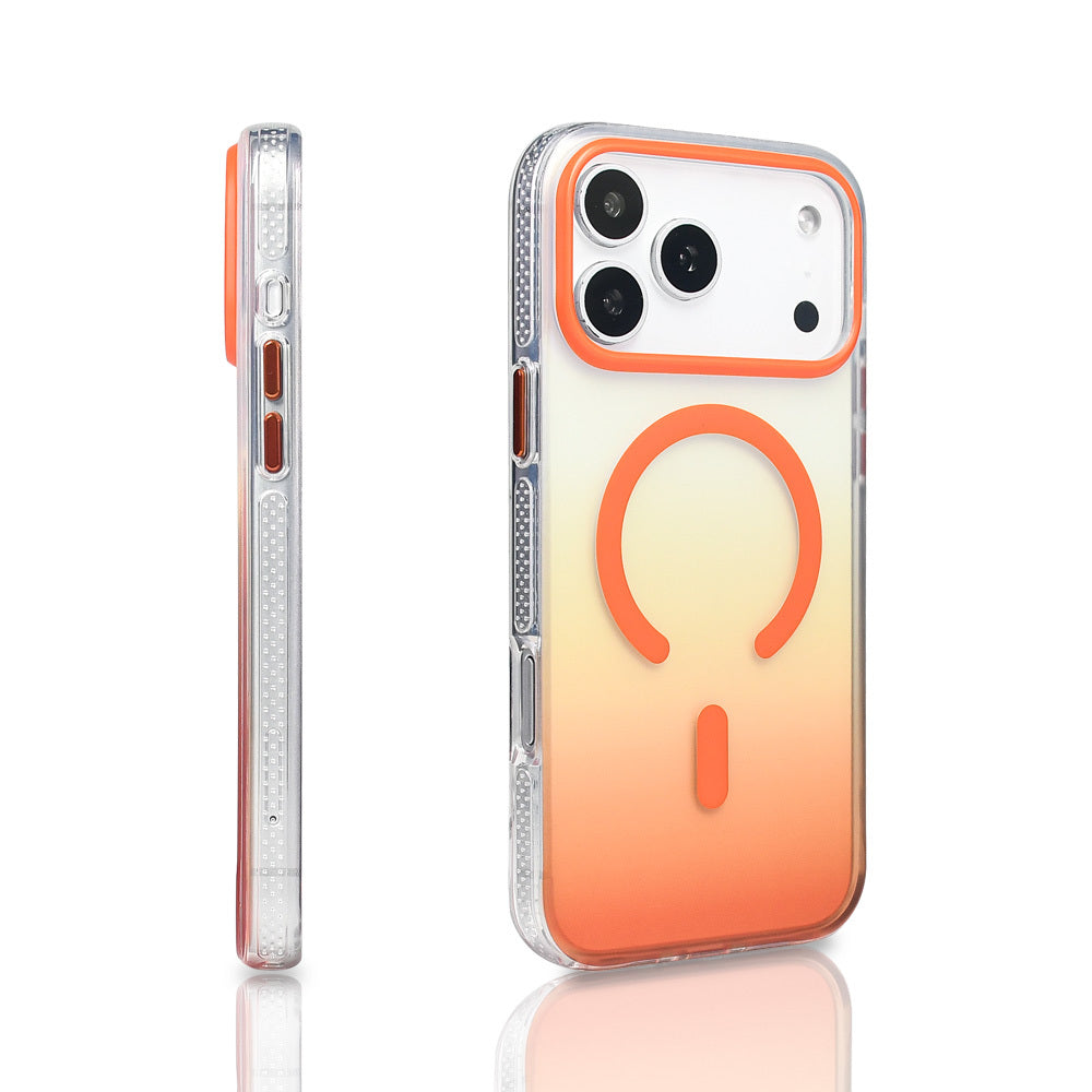 Apple iPhone 17 Pro Max Kılıf M-safe Şarj Özellikli Transparan Renk Geçişli Zore Toros Kapak Gri