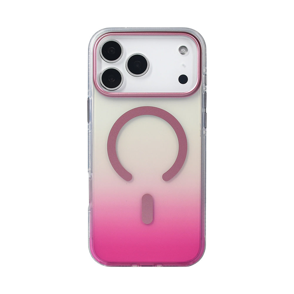 Apple iPhone 17 Pro Max Kılıf M-safe Şarj Özellikli Transparan Renk Geçişli Zore Toros Kapak Rose Gold