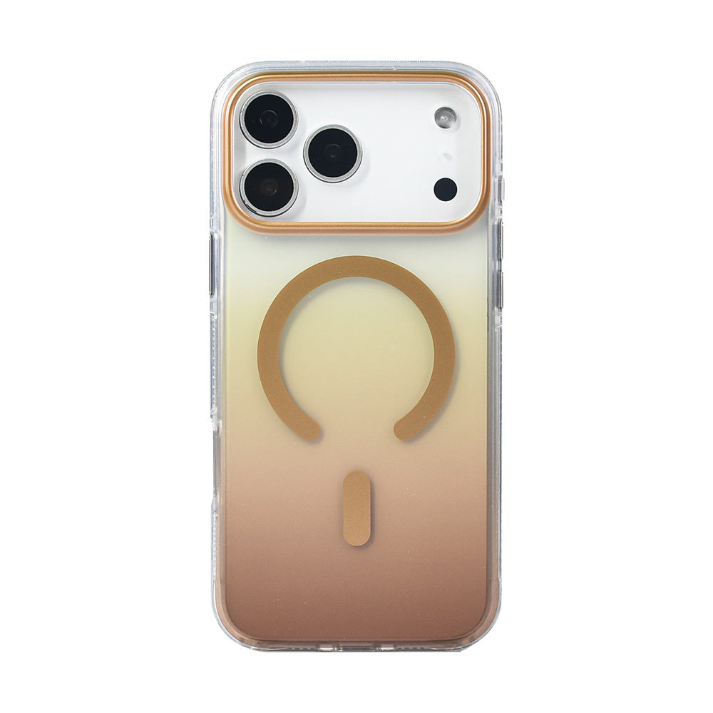 Apple iPhone 17 Pro Max Kılıf M-safe Şarj Özellikli Transparan Renk Geçişli Zore Toros Kapak Gold