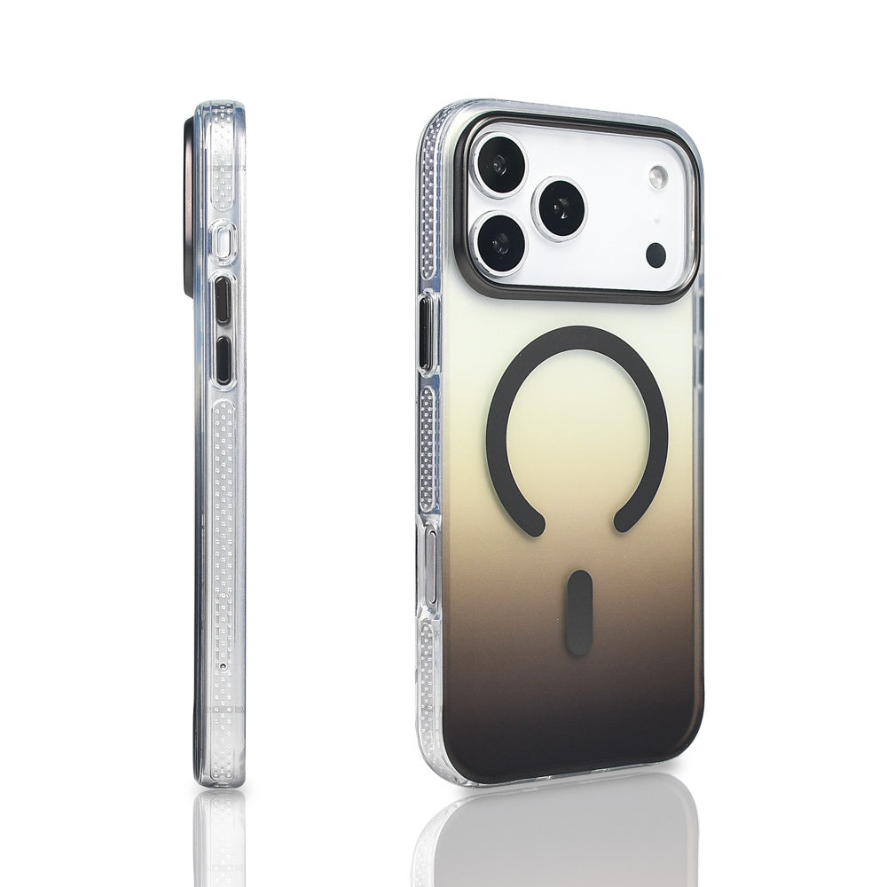 Apple iPhone 17 Pro Max Kılıf M-safe Şarj Özellikli Transparan Renk Geçişli Zore Toros Kapak Turuncu