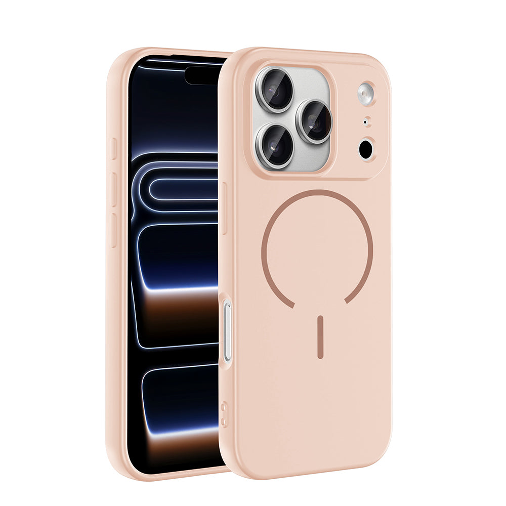 Apple iPhone 17 Pro Max Kılıf M-safe Şarj Özellikli Meta Kapak Pembe