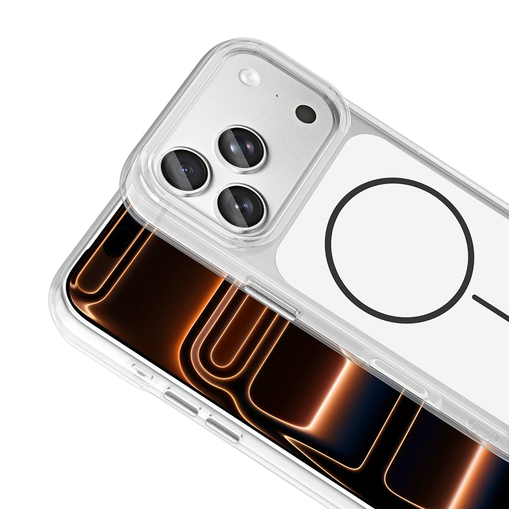 Apple iPhone 17 Pro Max Kılıf Metal Buton Tasarımlı Zore İkonik Sert Silikon Kapak Turuncu
