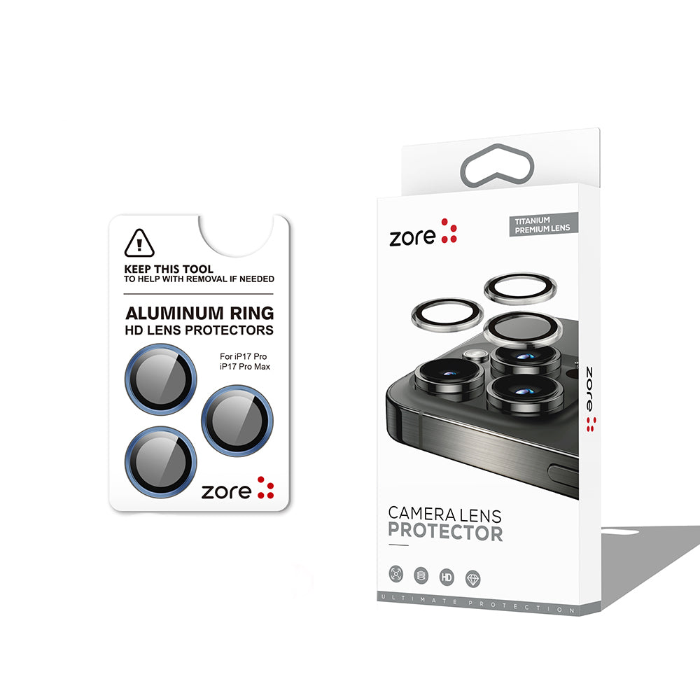 Apple iPhone 17 Pro Max Zore CL-12 Premium Safir Parmak İzi Bırakmayan Anti-Reflective Kamera Lens Koruyucu Lacivert