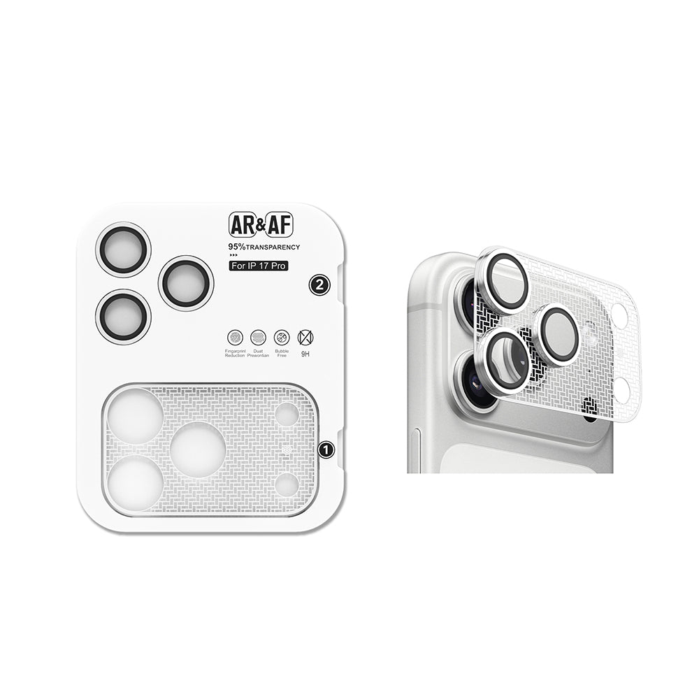 Apple iPhone 17 Pro CL-22 Parmak İzi Bırakmayan Anti-Reflective 2in1 Kamera Lens Koruyucu Gümüş