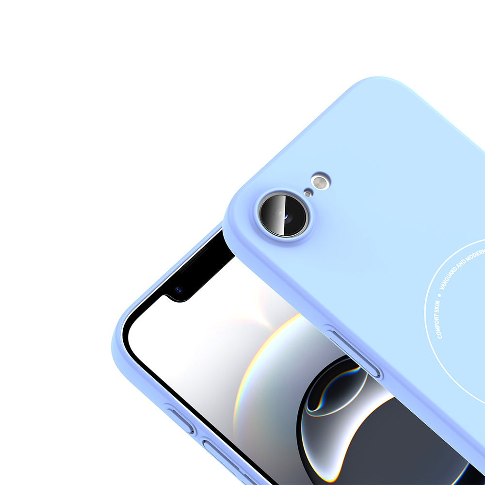 Apple iPhone 17E Kılıf M-Safe Şarj Özellikli Kamera Korumalı Zore Elio Sert PC Kapak Açık Mavi