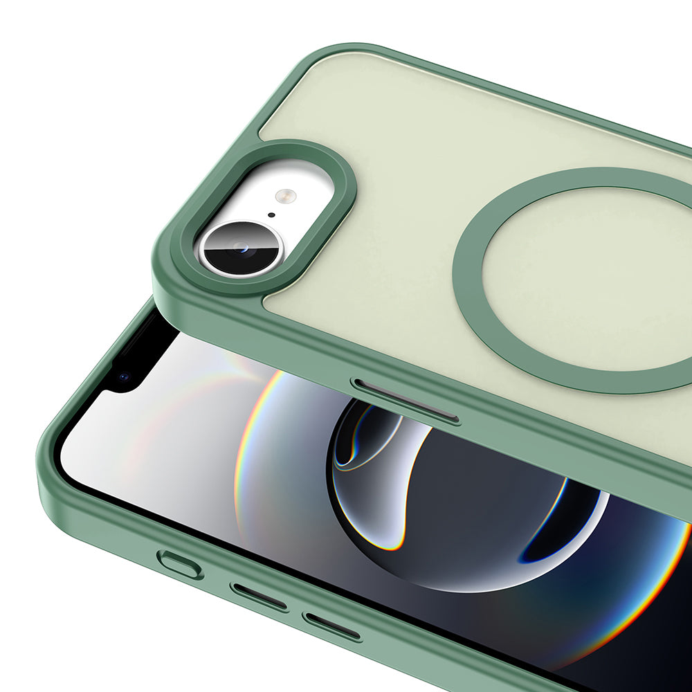 Apple iPhone 17E Kılıf M-safe Şarj Özellikli Mat Arka Yüzey Sio Kapak Koyu Yeşil